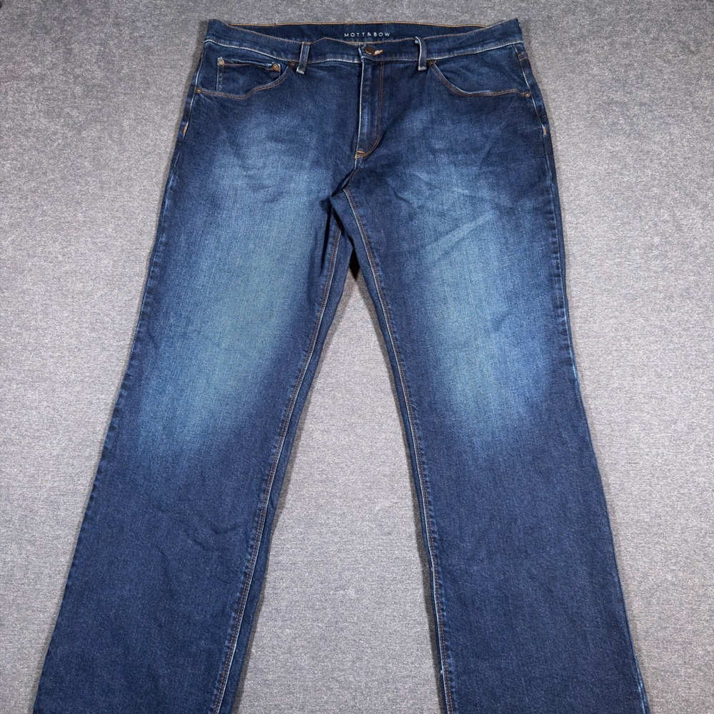 Mott & Bow Jeans Mens 38x32 Blue Straight Leg Stretch Denim Dark Wash Casual